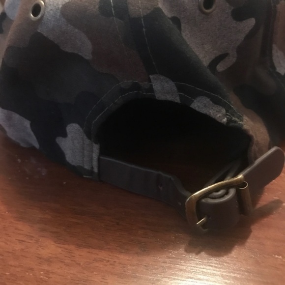 PROFOUND AESTHETIC Camo Flat Bill Hat Melton Wool Leather Patch Streetwear - Picture 7 of 7